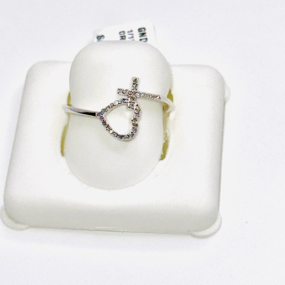 Genuine Real Diamond Cross Heart ring, Custom designed stunning gift for her HOT - Picture 3 of 4